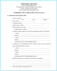 Worksheet for Guardianship over an Adult